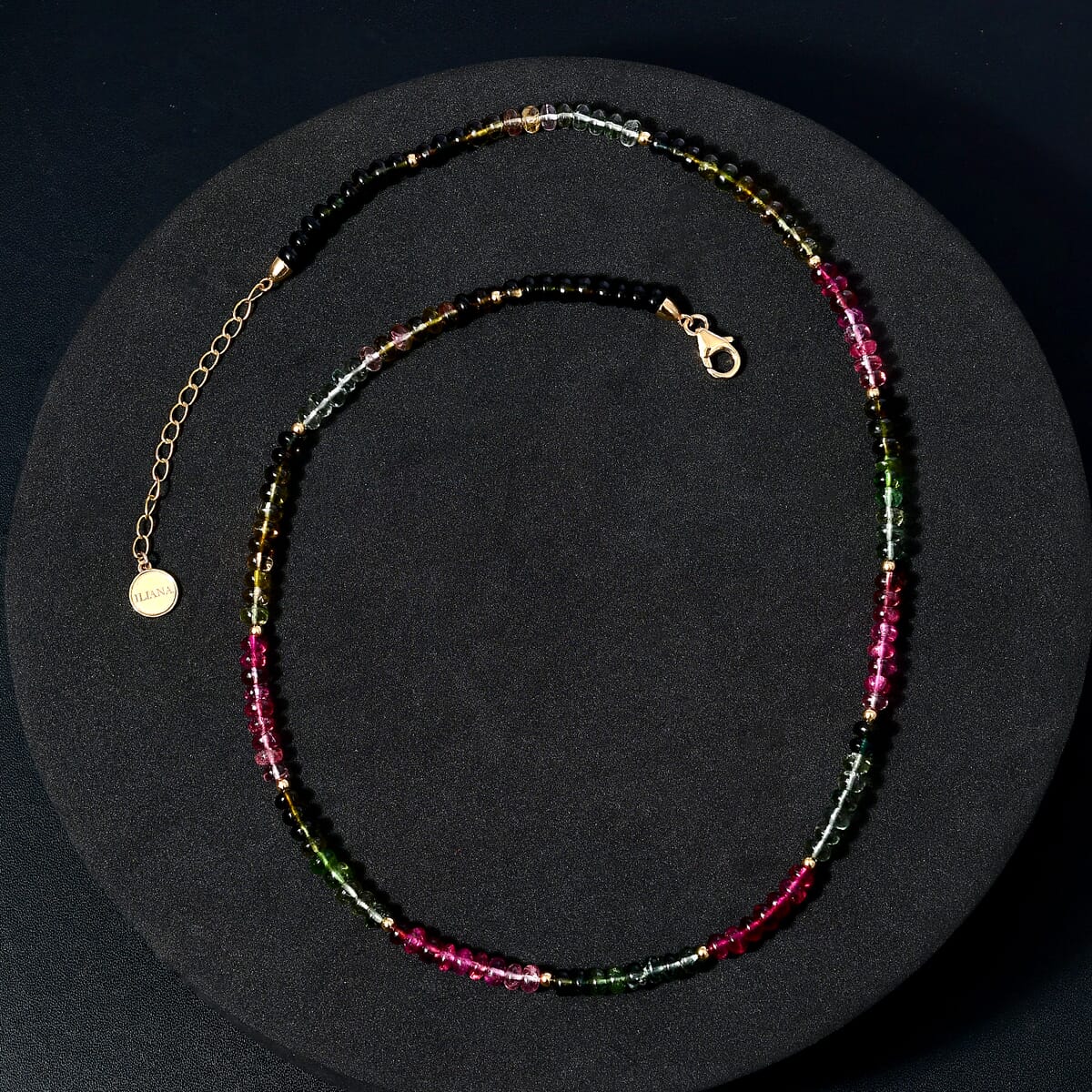 Certified & Appraised Iliana 18K Yellow Gold AAA Multi-Tourmaline Beaded Graduation Necklace 18-20 Inches 75.00 ctw image number 3