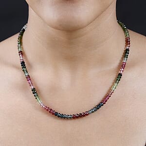 Certified & Appraised Iliana 18K Yellow Gold AAA Multi-Tourmaline Beaded Necklace 18-20 Inches 75.00 ctw