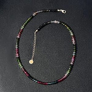Certified & Appraised Iliana 18K Yellow Gold AAA Multi-Tourmaline Beaded Necklace 18-20 Inches 75.00 ctw