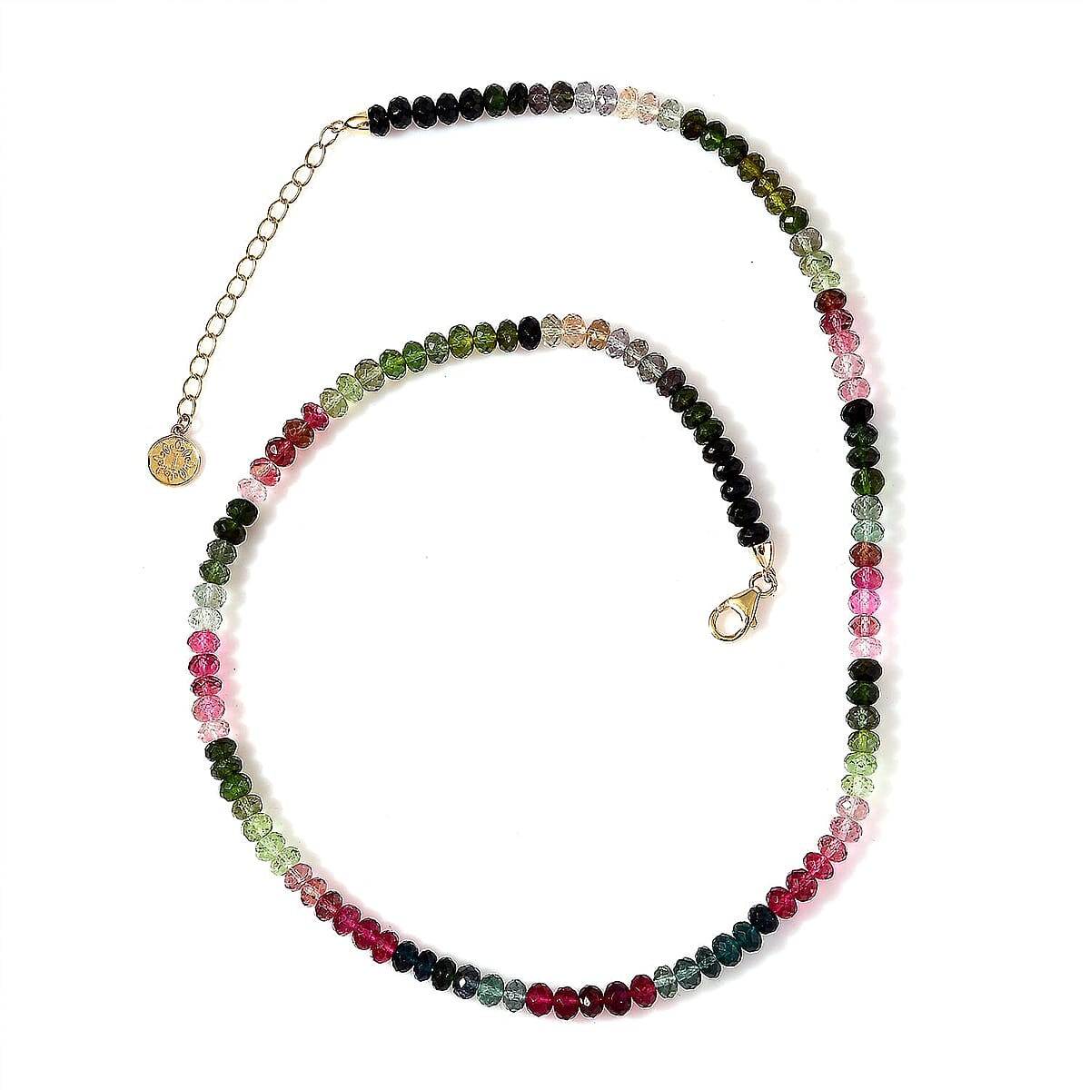 Certified & Appraised Iliana 18K Yellow Gold AAA Multi-Tourmaline Beaded Necklace 18-20 Inches 75.00 ctw image number 5