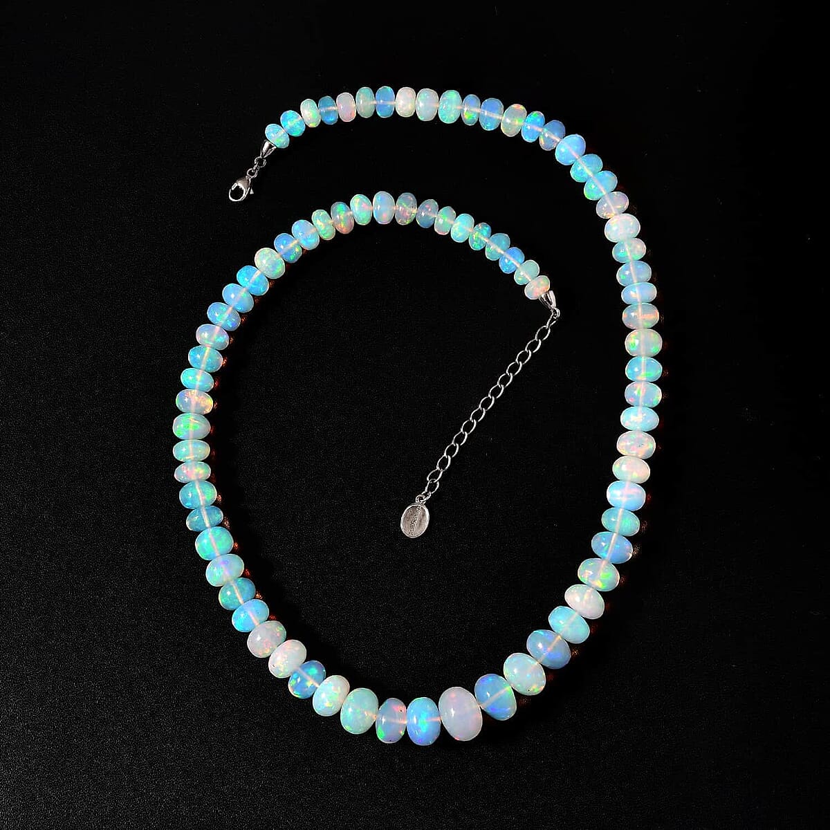 Rhapsody Certified & Appraised AAAA Ethiopian Welo Opal Beaded Graduated Necklace, 950 Platinum Necklace, 18-20 Inch Necklace 145.00 ctw image number 1