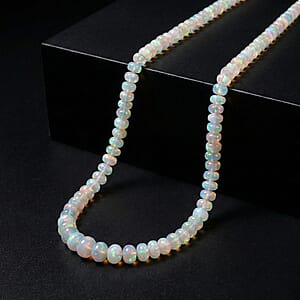 Rhapsody Certified & Appraised AAAA Ethiopian Welo Opal Beaded Graduated Necklace, 950 Platinum Necklace, 18-20 Inch Necklace 145.00 ctw