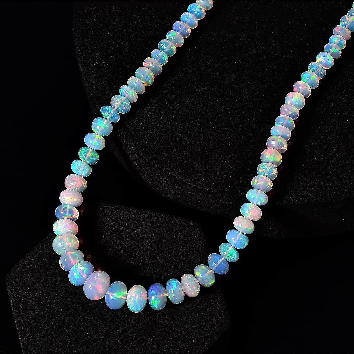 Rhapsody Certified & Appraised AAAA Ethiopian Welo Opal Beaded Graduated Necklace, 950 Platinum Necklace, 18-20 Inch Necklace 145.00 ctw image number 4