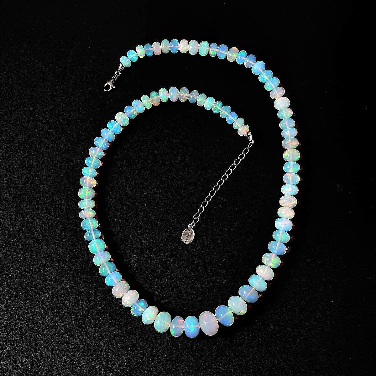 Rhapsody Certified & Appraised AAAA Ethiopian Welo Opal Beaded Graduated Necklace, 950 Platinum Necklace, 18-20 Inch Necklace 145.00 ctw image number 5