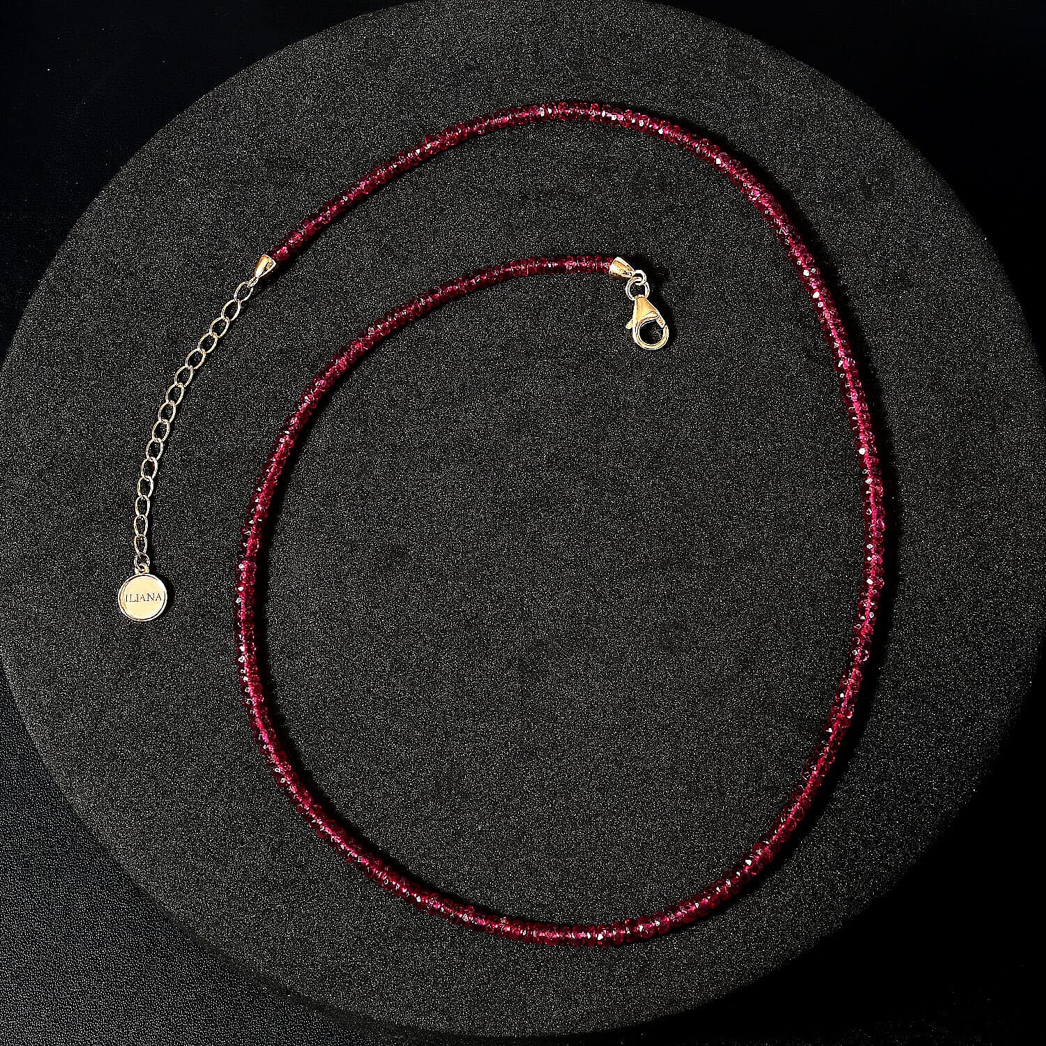 Certified & Appraised Iliana 18K Yellow Gold AAA Ouro Fino Rubellite Beaded Graduated Necklace 18-20 Inches 45.00 ctw