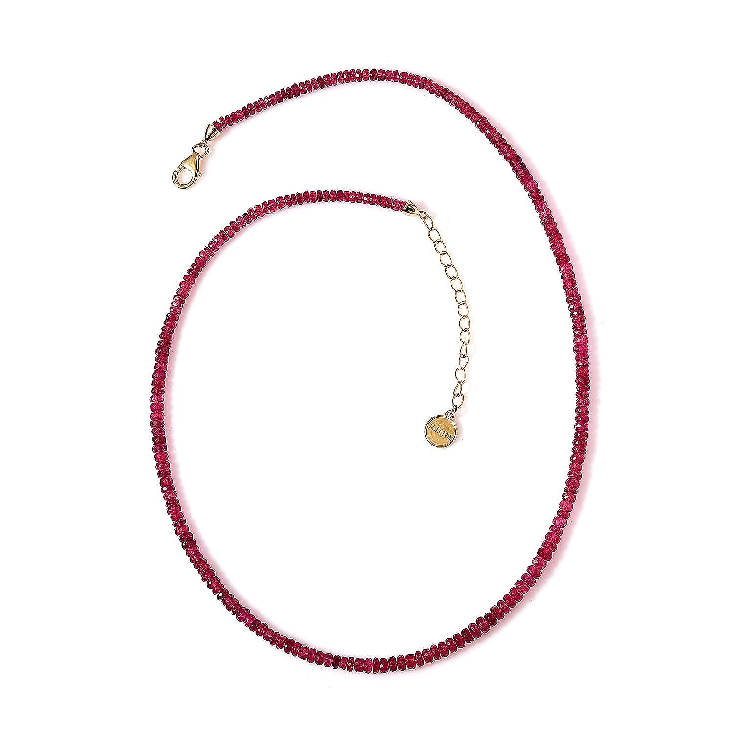 Certified & Appraised Iliana 18K Yellow Gold AAA Ouro Fino Rubellite Beaded Graduated Necklace 18-20 Inches 45.00 ctw