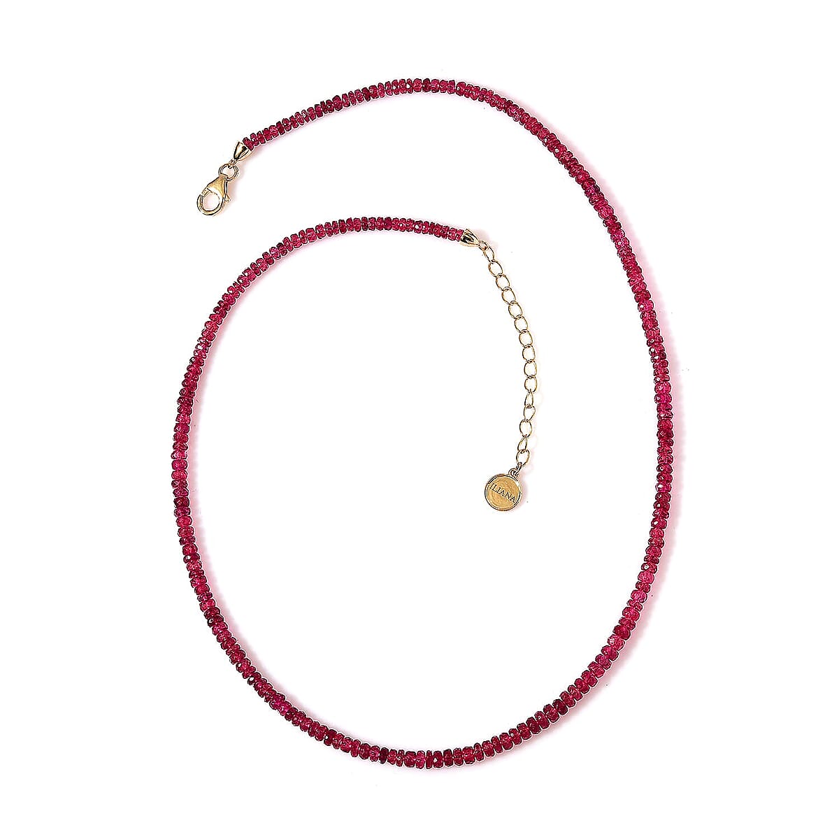 Certified & Appraised Iliana 18K Yellow Gold AAA Ouro Fino Rubellite Beaded Graduated Necklace 18-20 Inches 45.00 ctw image number 5