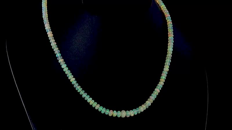 Certified & Appraised Luxoro 14K Yellow Gold AAA Ethiopian Welo Opal Beaded Graduated Necklace 18 Inches with 2 Inch Extender 66.00 ctw
