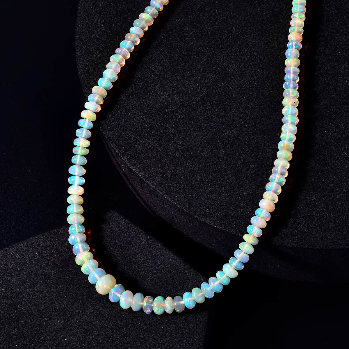 Certified & Appraised Luxoro 14K Yellow Gold AAA Ethiopian Welo Opal Beaded Graduation Necklace 18 Inches with 2 Inch Extender 66.00 ctw image number 1