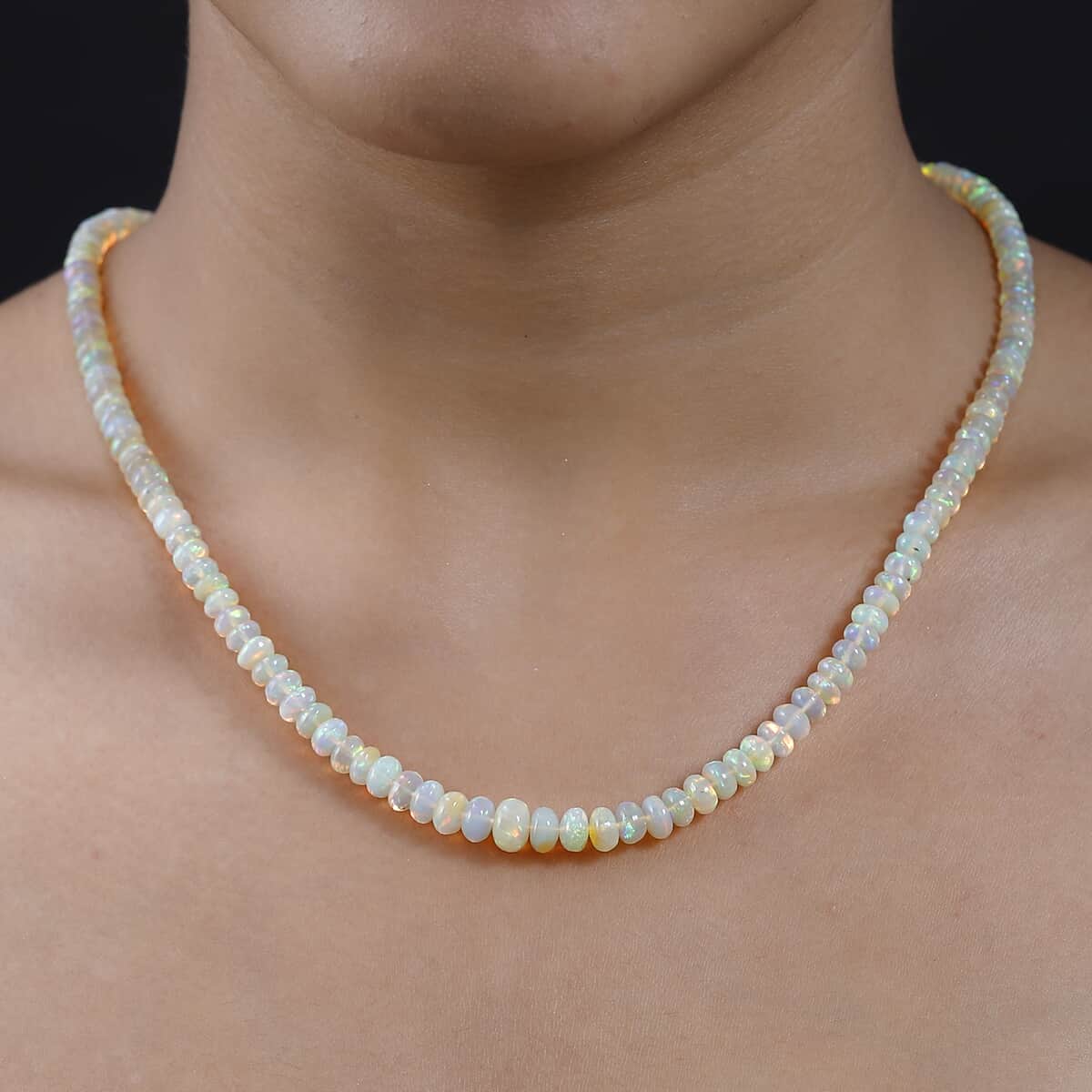 Certified & Appraised Luxoro 14K Yellow Gold AAA Ethiopian Welo Opal Beaded Graduation Necklace 18 Inches with 2 Inch Extender 66.00 ctw image number 2