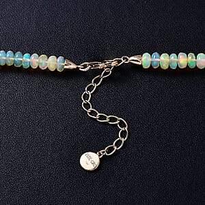 Certified & Appraised Luxoro 14K Yellow Gold AAA Ethiopian Welo Opal Beaded Graduated Necklace 18 Inches with 2 Inch Extender 66.00 ctw