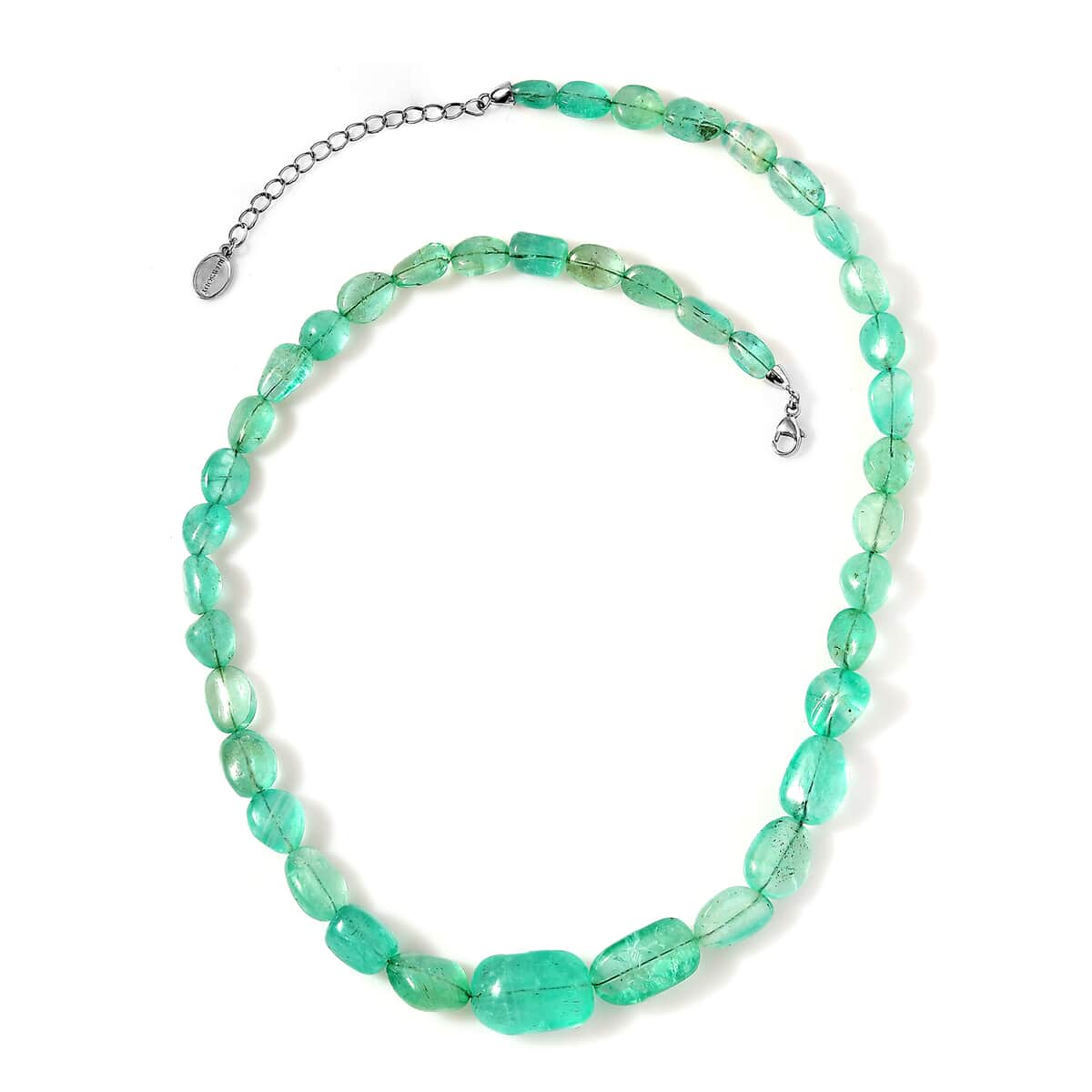 Certified & Appraised Rhapsody 950 Platinum AAAA Emerald Beaded Graduation Necklace 18-20 Inches with Extender 170.00 ctw image number 0
