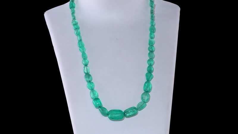 Certified & Appraised Rhapsody 950 Platinum AAAA Emerald Beaded Graduated Necklace 18-20 Inches with Extender 170.00 ctw