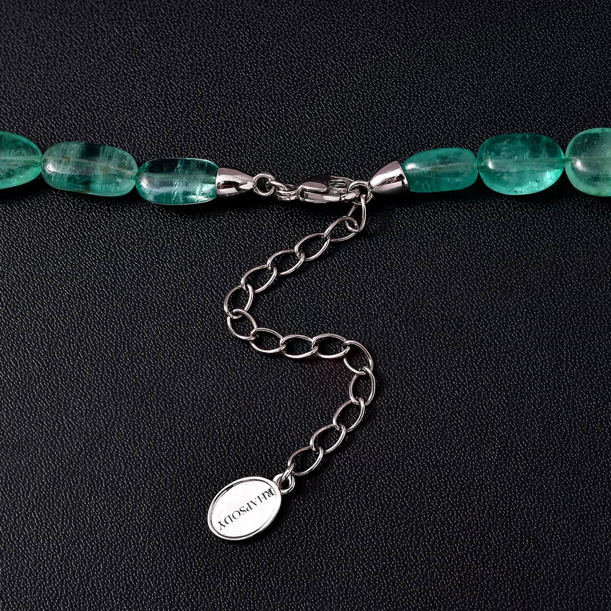 Certified & Appraised Rhapsody 950 Platinum AAAA Emerald Beaded Graduation Necklace 18-20 Inches with Extender 170.00 ctw image number 4