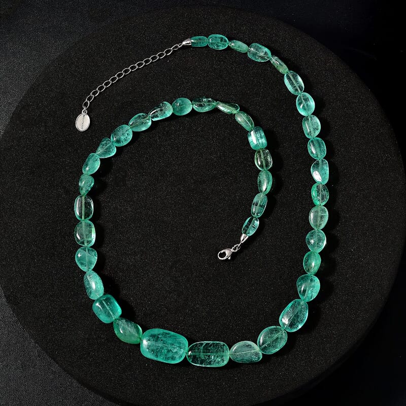 Certified & Appraised Rhapsody 950 Platinum AAAA Emerald Beaded Graduated Necklace 18-20 Inches with Extender 170.00 ctw