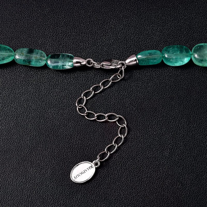 Certified & Appraised Rhapsody 950 Platinum AAAA Emerald Beaded Graduated Necklace 18-20 Inches with Extender 170.00 ctw