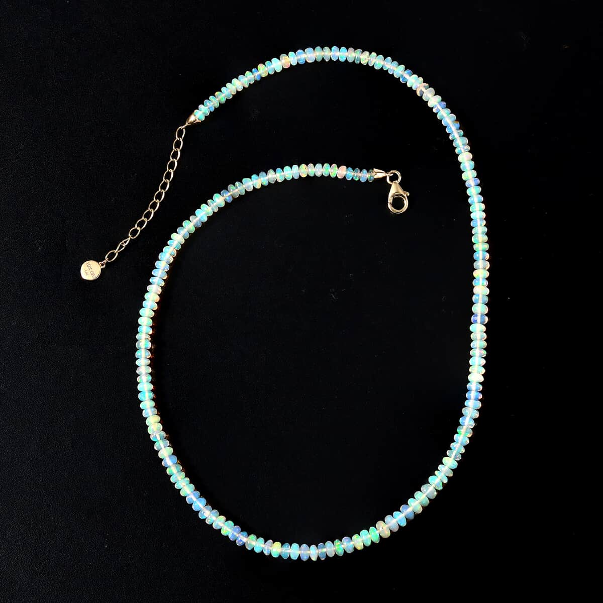 Certified & Appraised Luxoro 14K Yellow Gold AAA Ethiopian Welo Opal Beaded Graduation Necklace 18 Inches with 2 Inch Extender 40.00 ctw image number 0