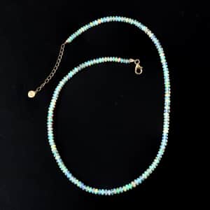 Certified & Appraised Luxoro 14K Yellow Gold AAA Ethiopian Welo Opal Beaded Graduation Necklace 18 Inches with 2 Inch Extender 40.00 ctw