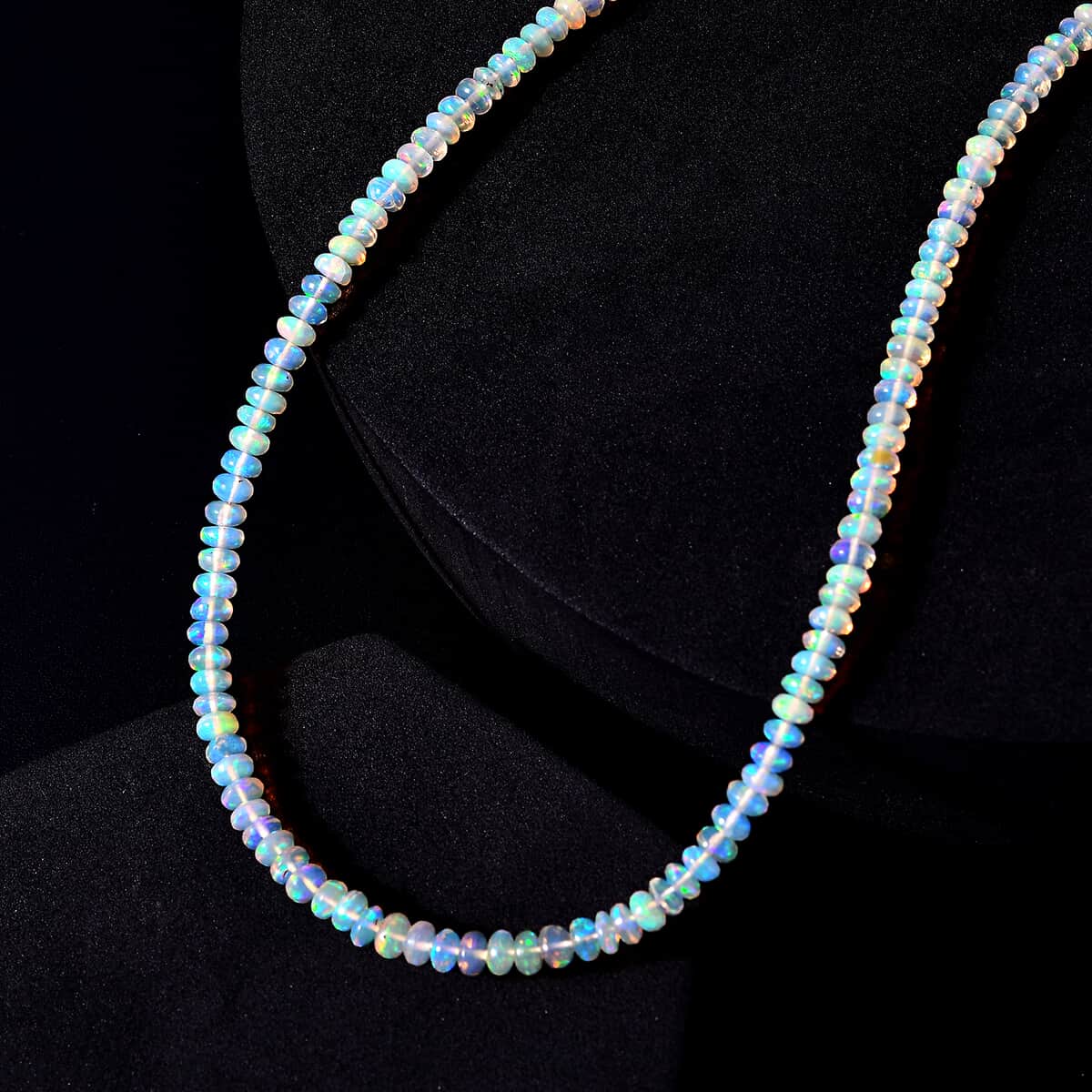 Certified & Appraised Luxoro 14K Yellow Gold AAA Ethiopian Welo Opal Beaded Graduation Necklace 18 Inches with 2 Inch Extender 40.00 ctw image number 1
