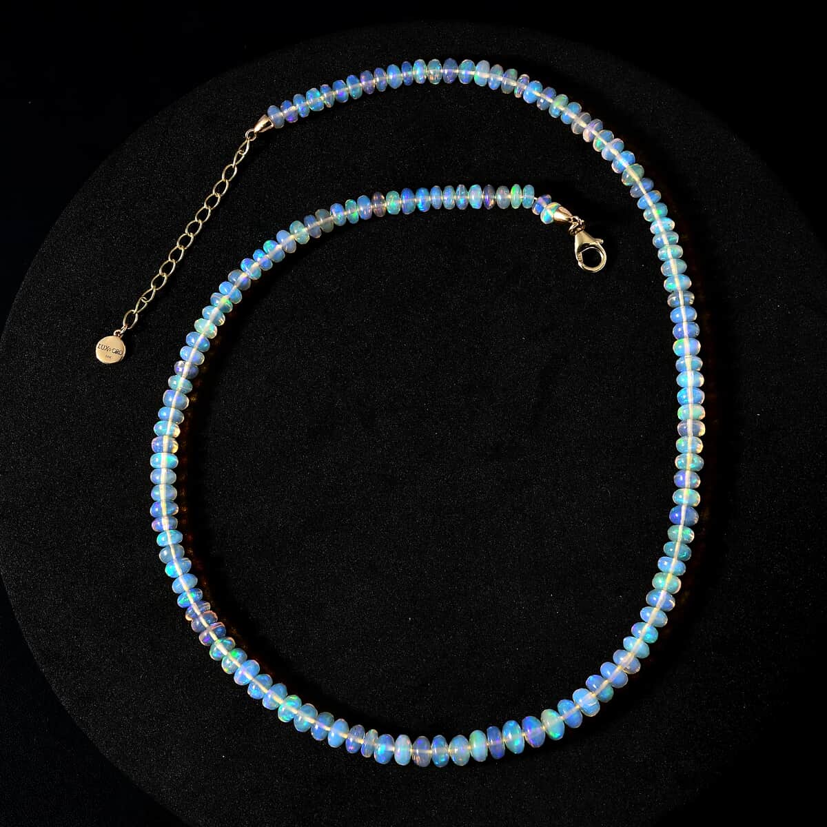 Certified & Appraised Luxoro 14K Yellow Gold AAA Ethiopian Welo Opal Beaded Graduation Necklace 18 Inches with 2 Inch Extender 65.00 ctw image number 0