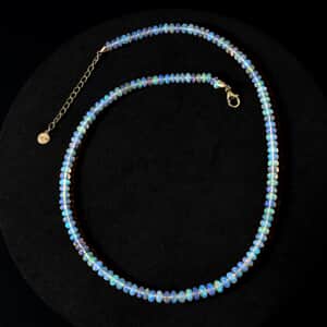 Certified & Appraised Luxoro 14K Yellow Gold AAA Ethiopian Welo Opal Beaded Graduation Necklace 18 Inches with 2 Inch Extender 65.00 ctw