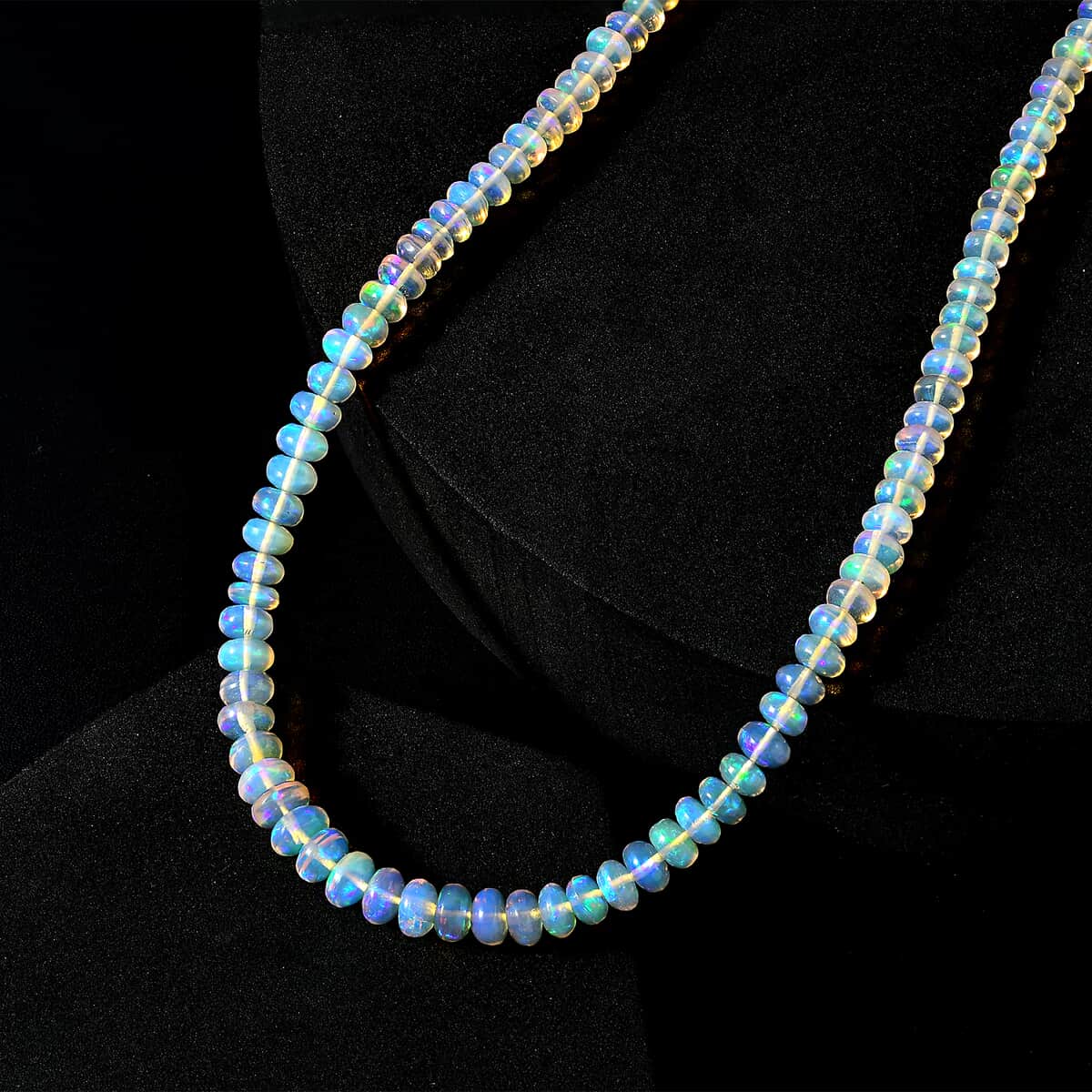Certified & Appraised Luxoro 14K Yellow Gold AAA Ethiopian Welo Opal Beaded Graduation Necklace 18 Inches with 2 Inch Extender 65.00 ctw image number 1