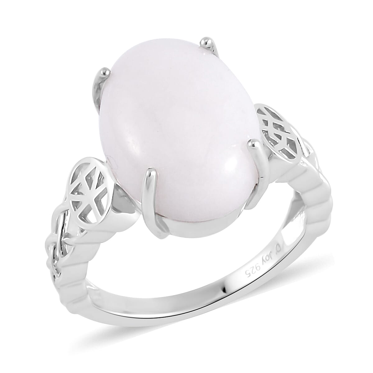 Natural Jade Solitaire Ring in Rhodium Over Sterling Silver (Size 10.0) 11.35 ctw