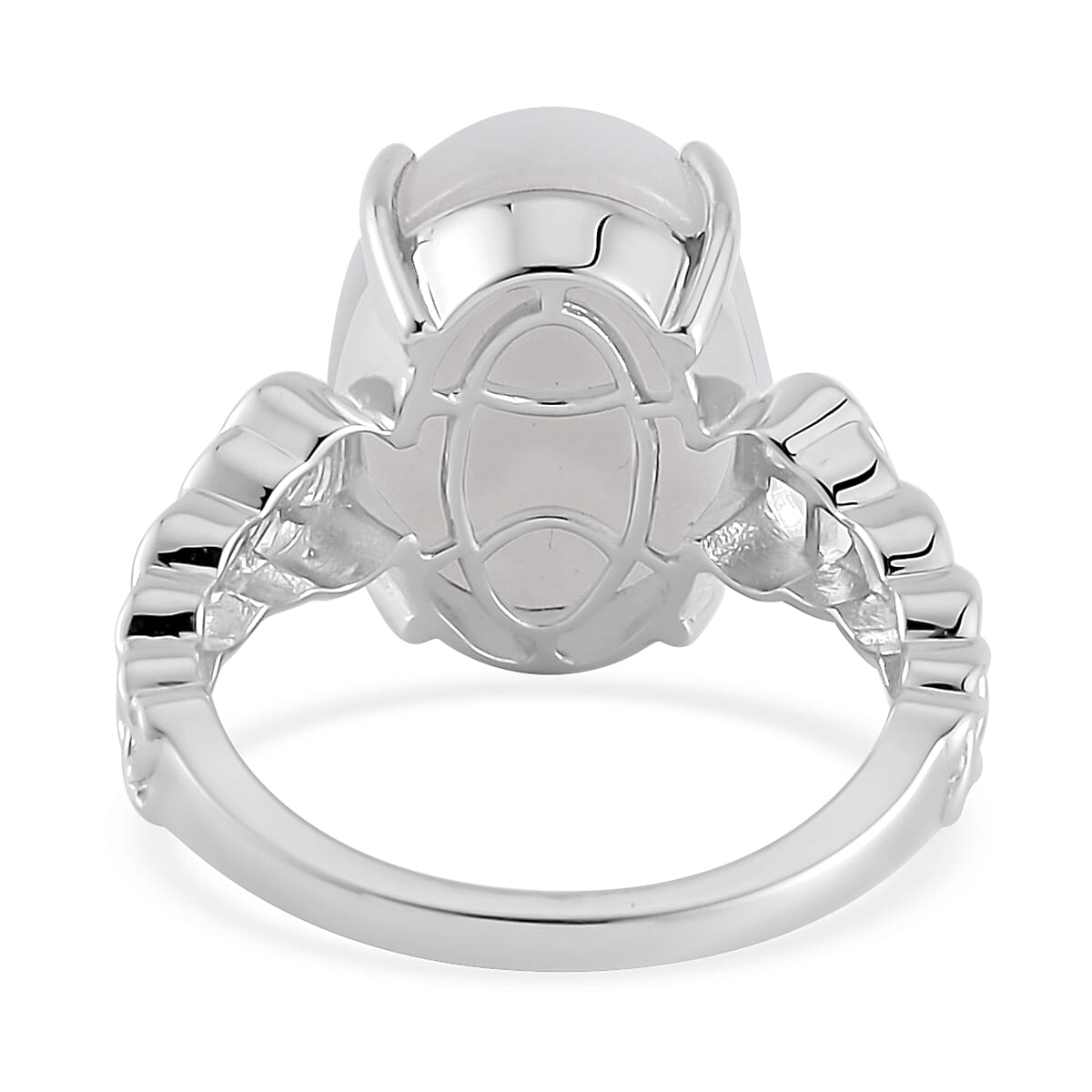 Natural Jade Solitaire Ring in Rhodium Over Sterling Silver (Size 10.0) 11.35 ctw
