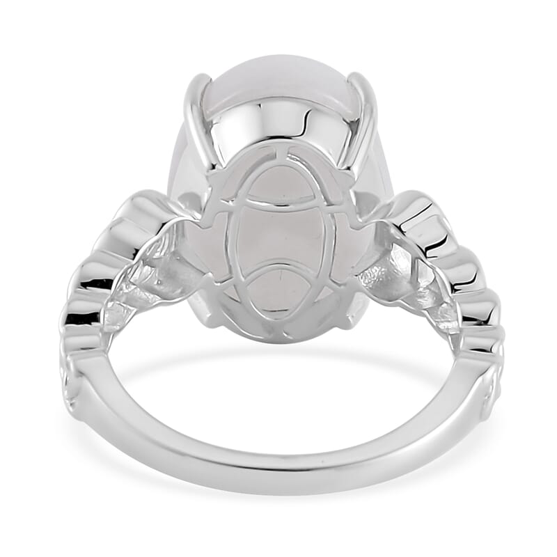 Natural Jade Solitaire Ring in Rhodium Over Sterling Silver (Size 10.0) 11.35 ctw