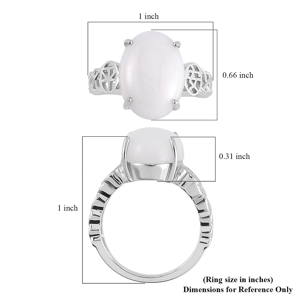 Natural Jade Solitaire Ring in Rhodium Over Sterling Silver (Size 10.0) 11.35 ctw