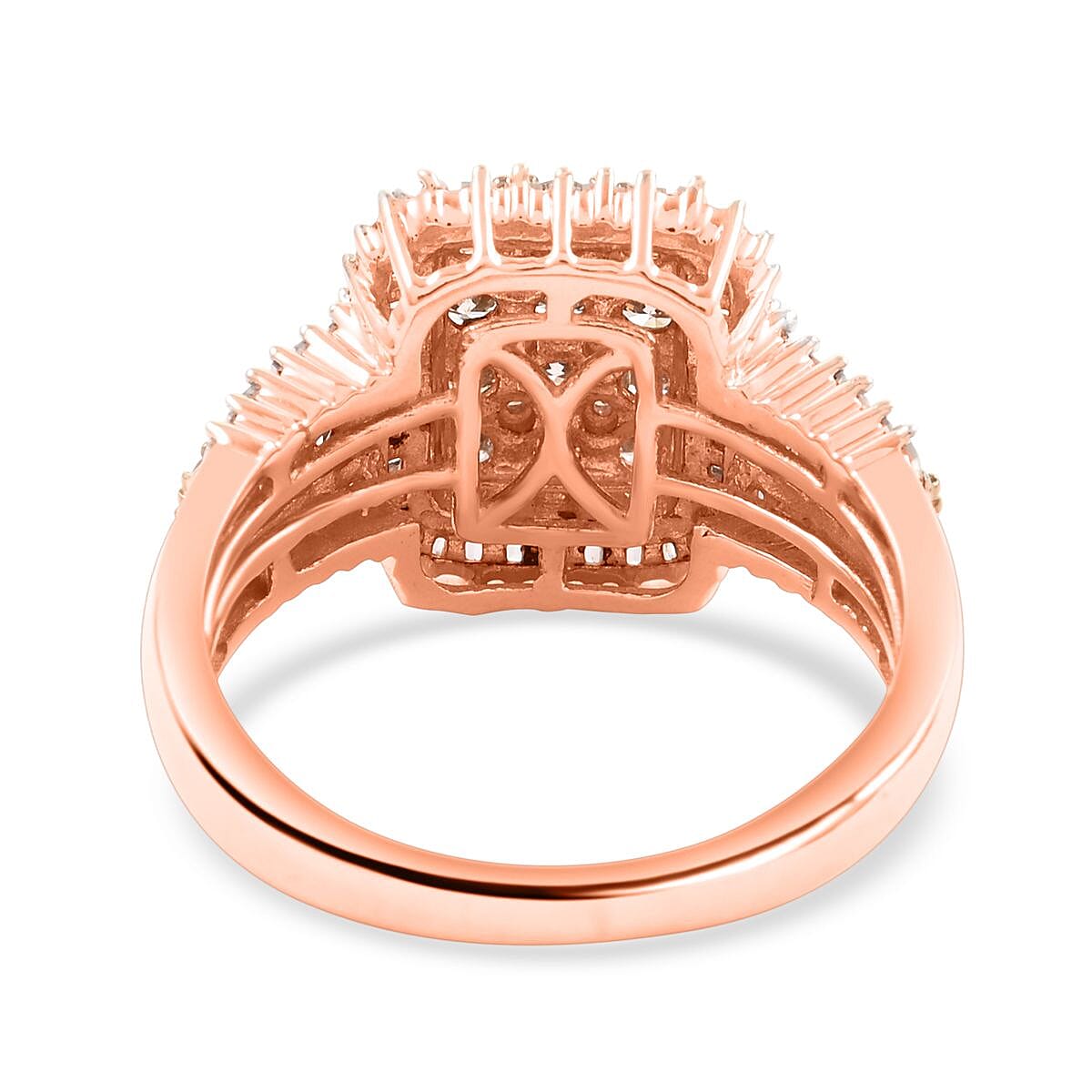 Natural Champagne and White Diamond 1.00 ctw Ring in Vermeil Rose Gold Over Sterling Silver (Size 6.0) 