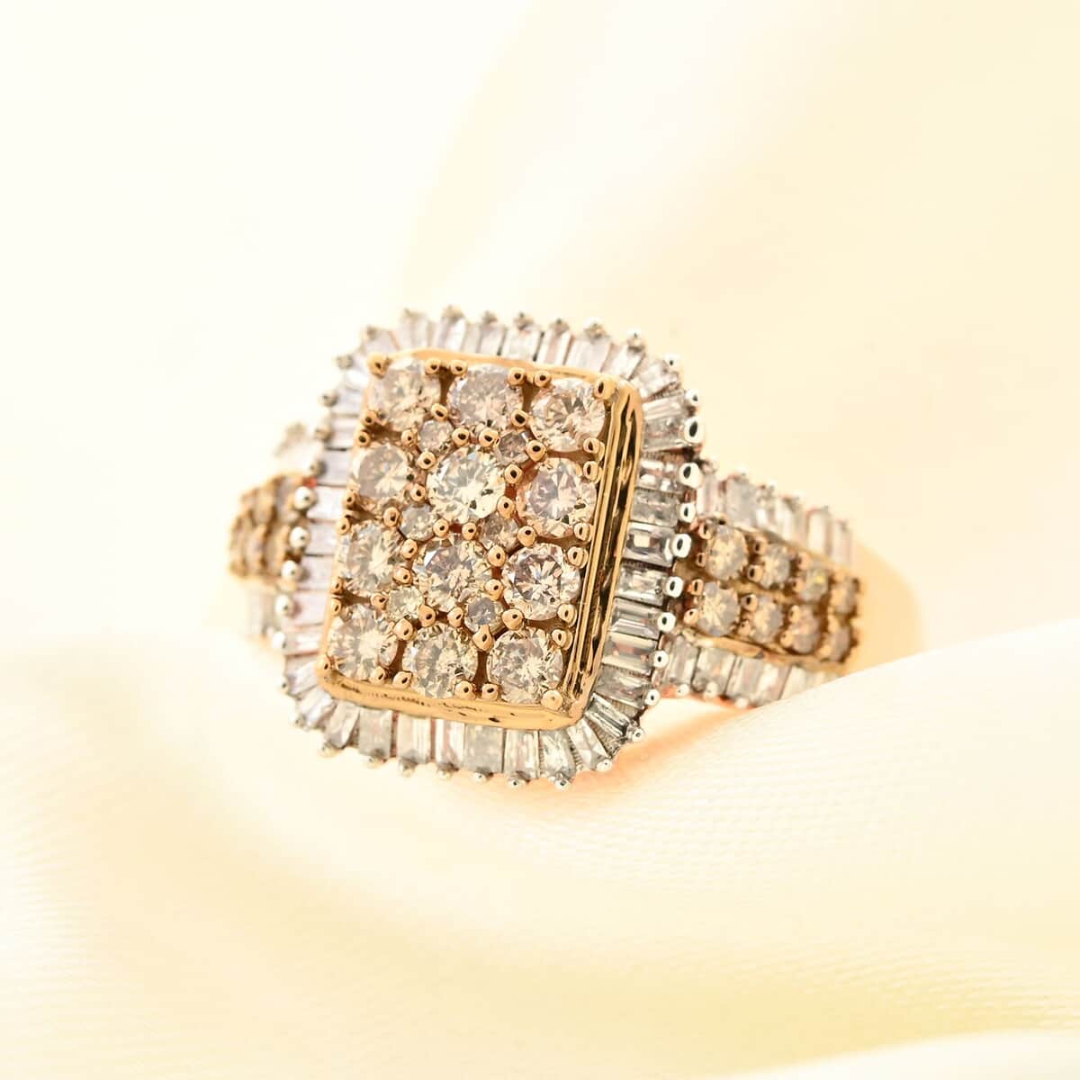 Natural Champagne and White Diamond Ring in Vermeil Rose Gold Over Sterling Silver (Size 8.0) 1.00 ctw image number 1