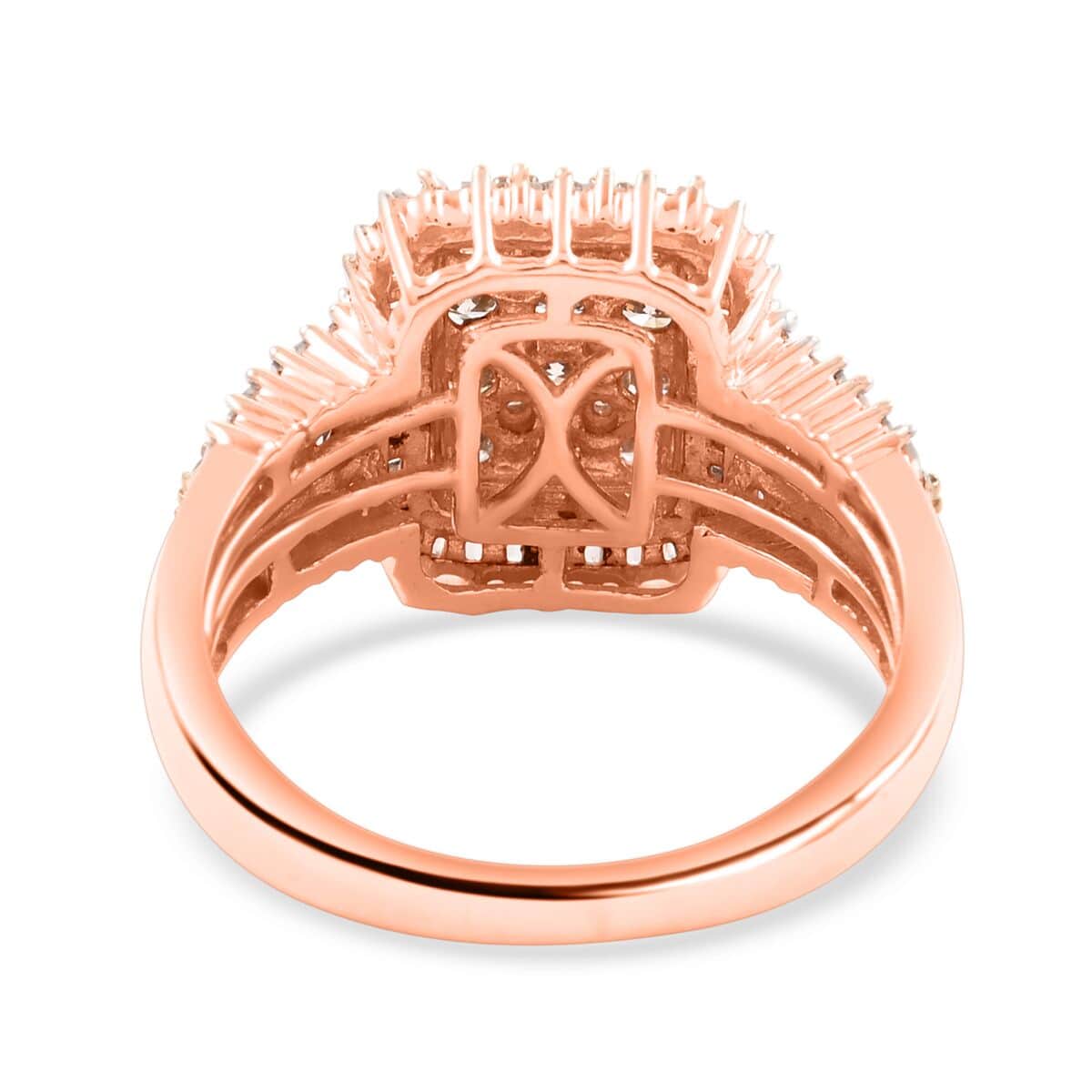 Natural Champagne and White Diamond Ring in Vermeil Rose Gold Over Sterling Silver (Size 8.0) 1.00 ctw image number 4