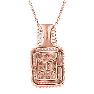 D'Joy Natural Champagne and White Diamond 1.00 ctw Pendant without Chain in Vermeil Rose Gold Over Sterling Silver 
