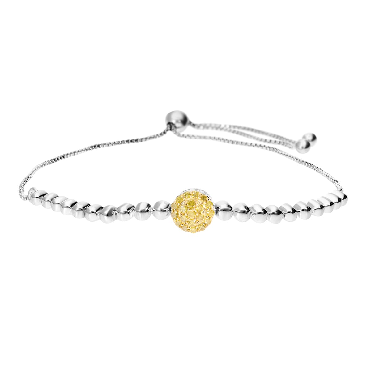 Yellow Diamond Bolo Bracelet in Platinum Over Sterling Silver 0.25 ctw image number 0