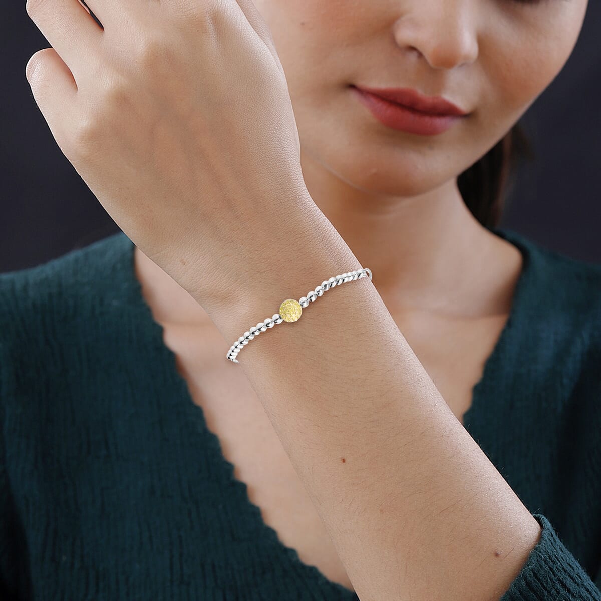 Yellow Diamond Bolo Bracelet in Platinum Over Sterling Silver 0.25 ctw image number 1