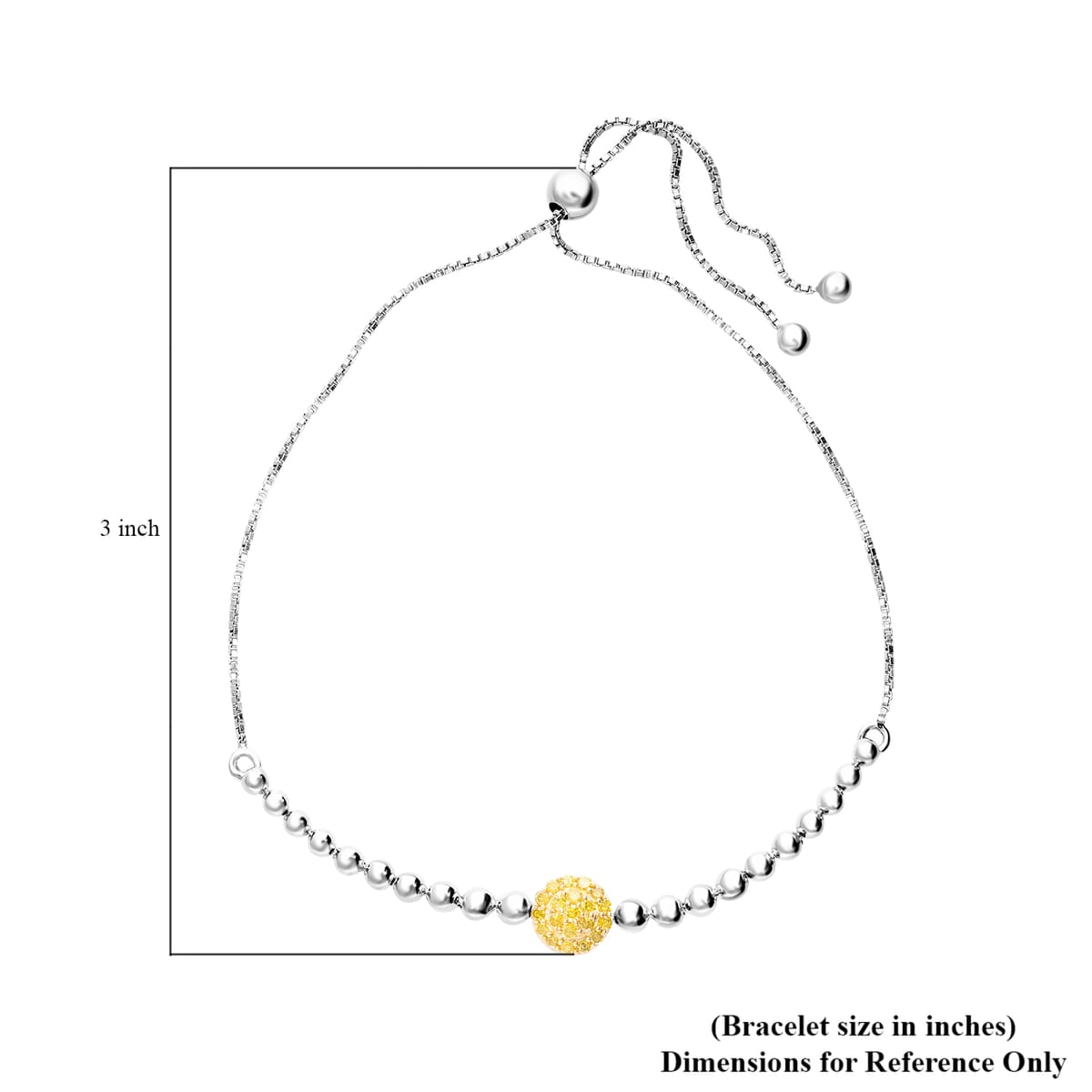 Yellow Diamond Bolo Bracelet in Platinum Over Sterling Silver 0.25 ctw image number 4