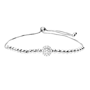 Diamond Bolo Bracelet in Platinum Over Sterling Silver 0.25 ctw