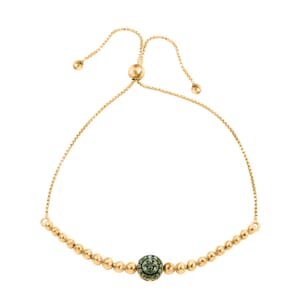 Green Diamond Bolo Bracelet in Vermeil Yellow Gold Over Sterling Silver 0.25 ctw