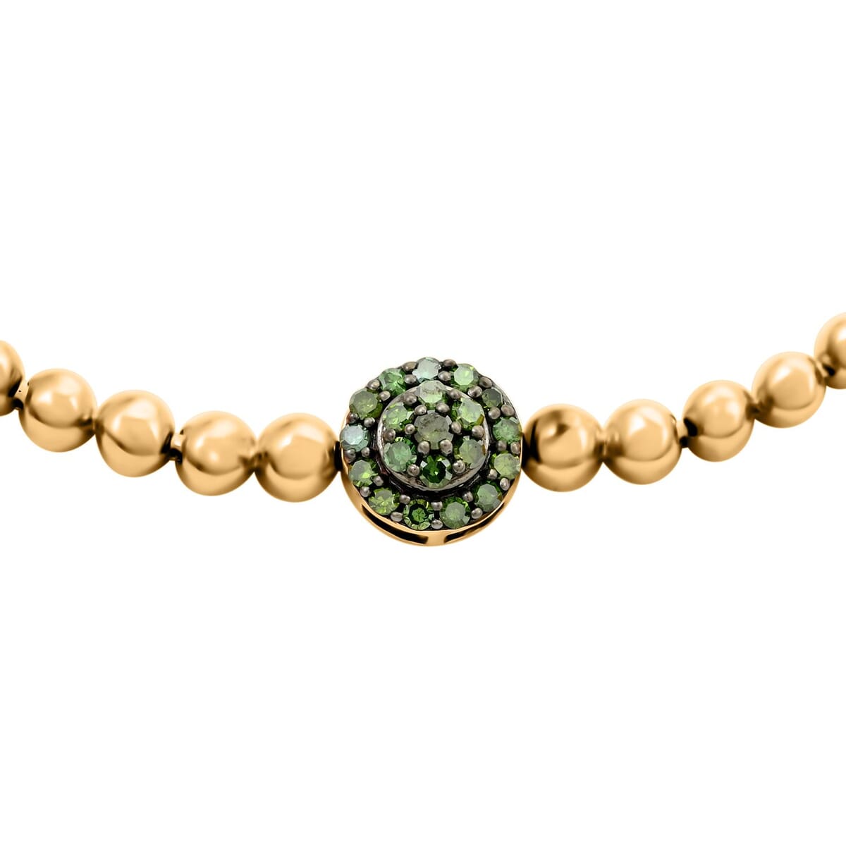 Green Diamond Bolo Bracelet in Vermeil Yellow Gold Over Sterling Silver 0.25 ctw image number 2