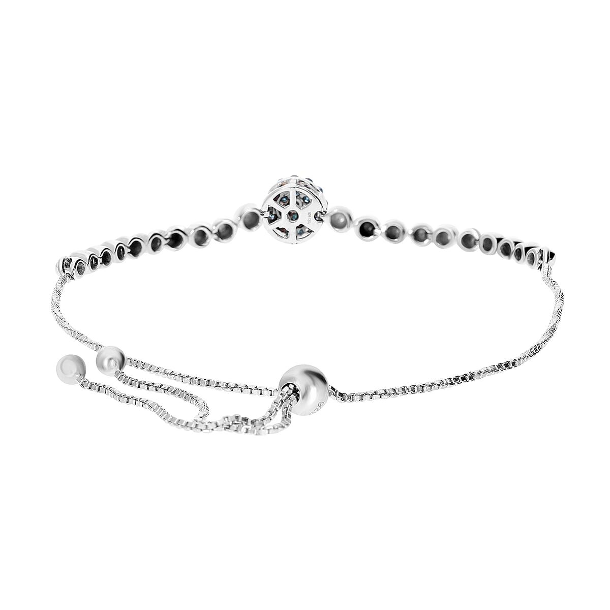 Blue Diamond Bolo Bracelet in Platinum Over Sterling Silver 0.25 ctw image number 2