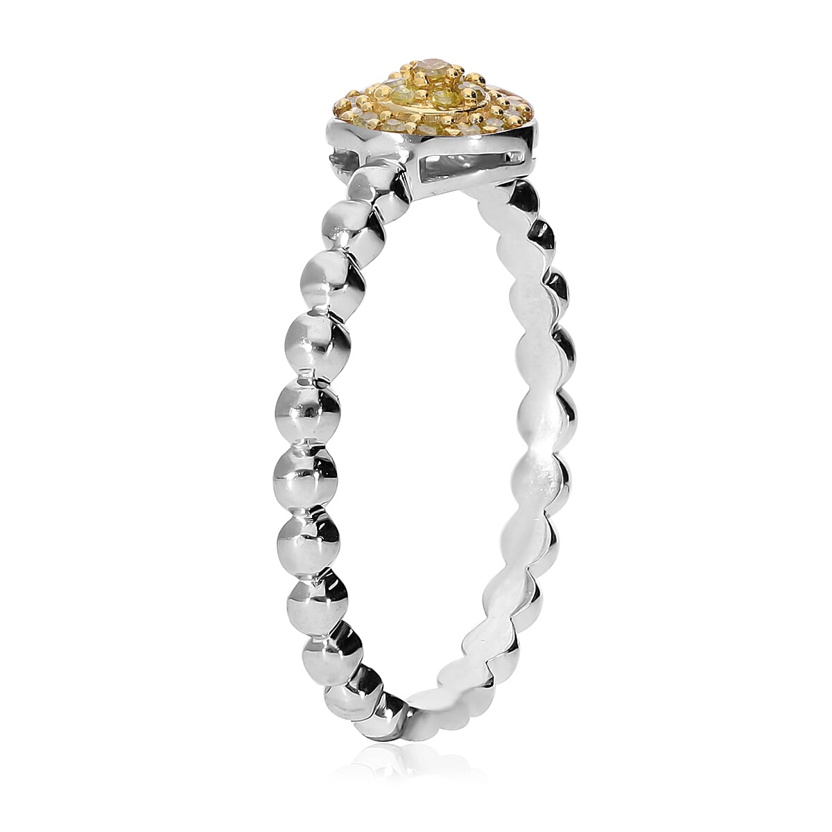 Yellow Diamond Ring in Platinum Over Sterling Silver (Size 6.0) 0.15 ctw image number 3