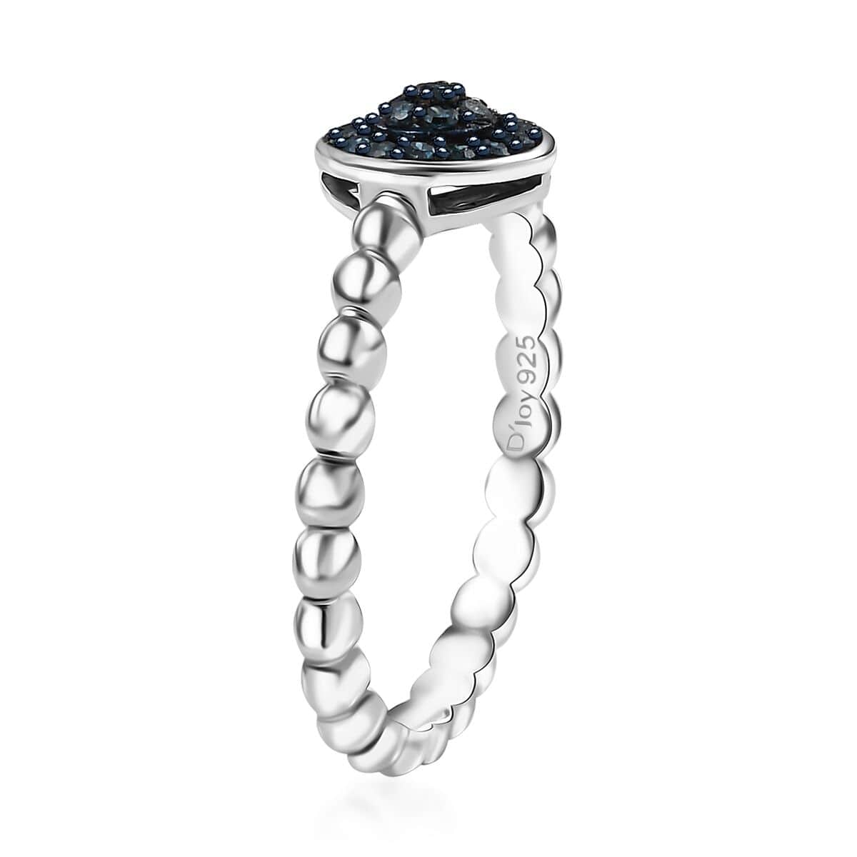 Blue Diamond 0.15 ctw Ring in Platinum Over Sterling Silver (Size 10.0) image number 3