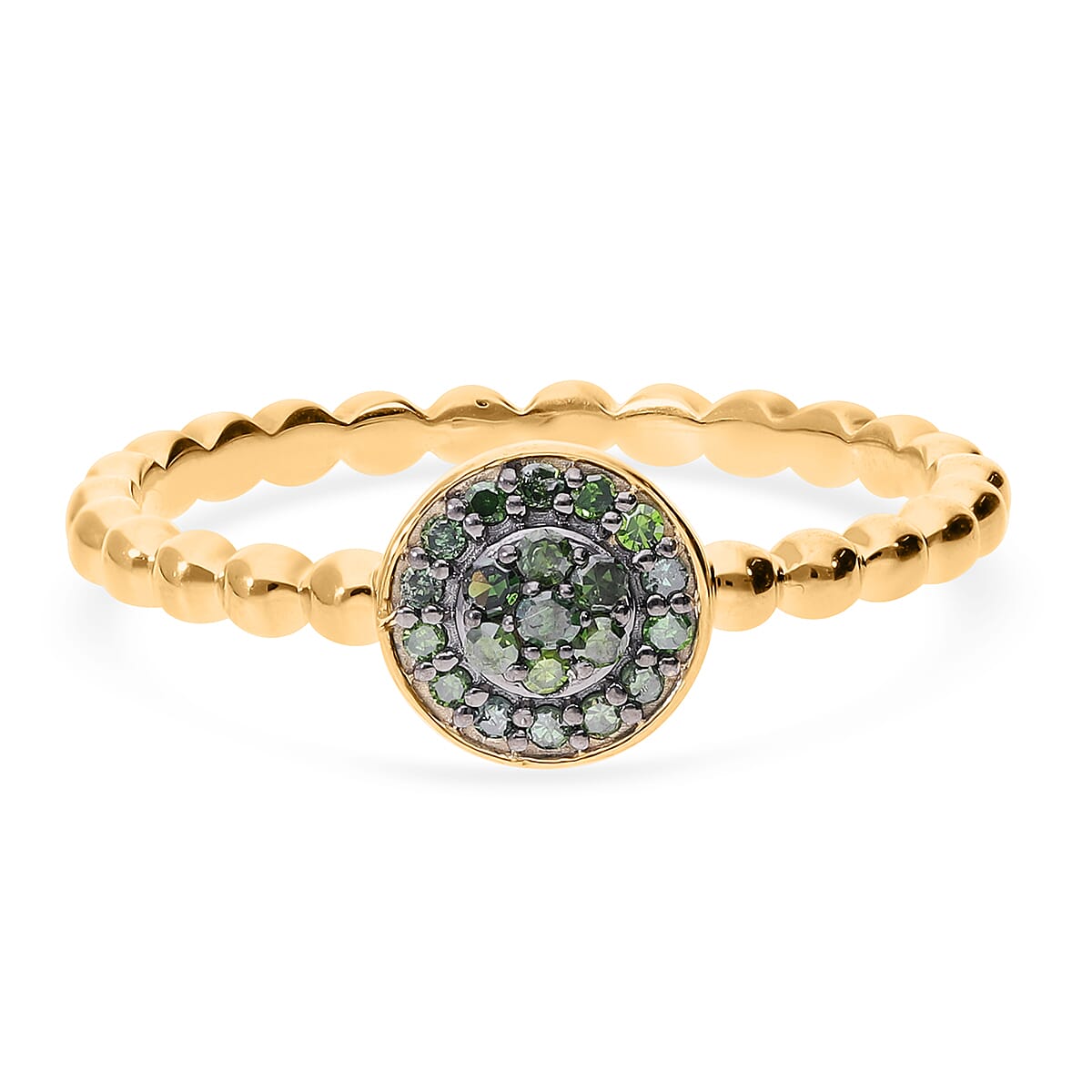 Green Diamond (IR) Ring in Vermeil YG Over Sterling Silver (Size 10.0) 0.15 ctw