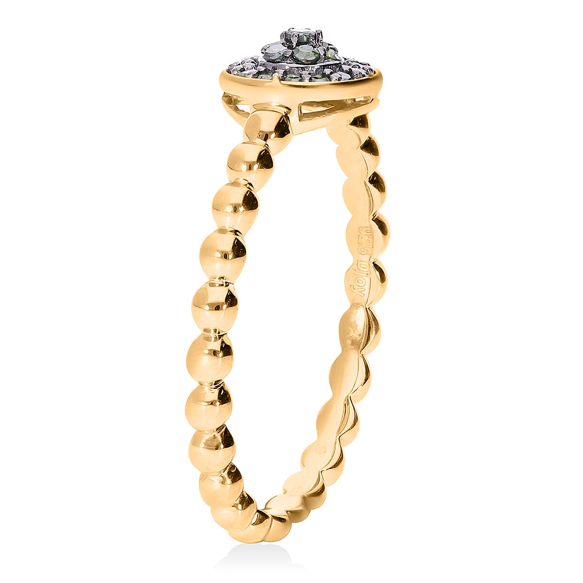 Green Diamond (IR) Ring in Vermeil YG Over Sterling Silver (Size 10.0) 0.15 ctw