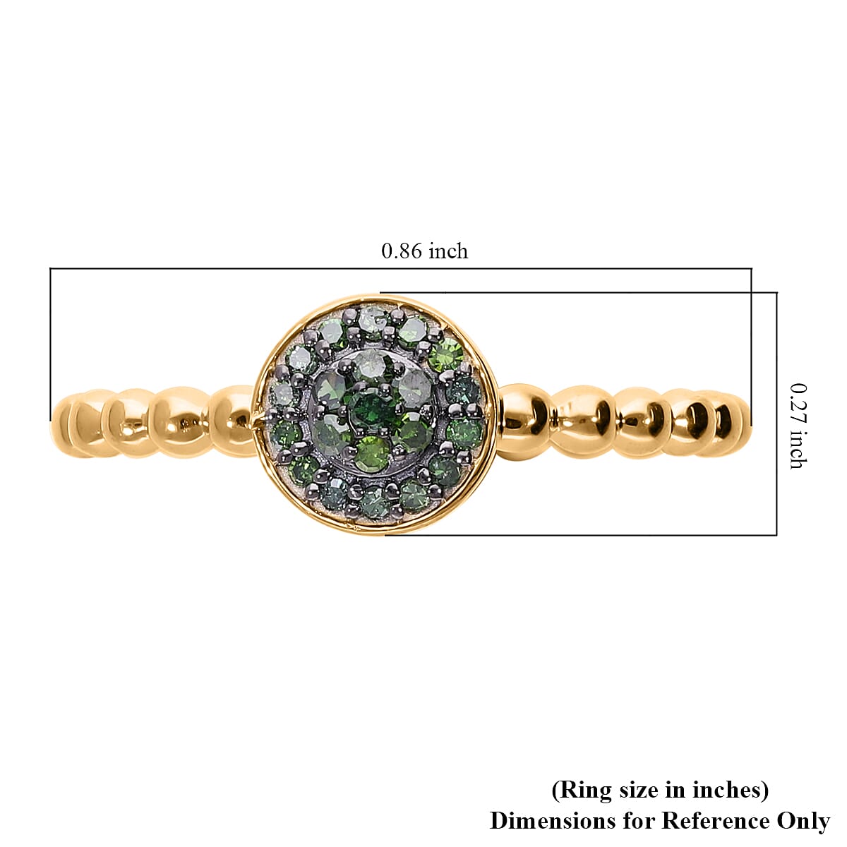 Green Diamond (IR) Ring in Vermeil YG Over Sterling Silver (Size 10.0) 0.15 ctw