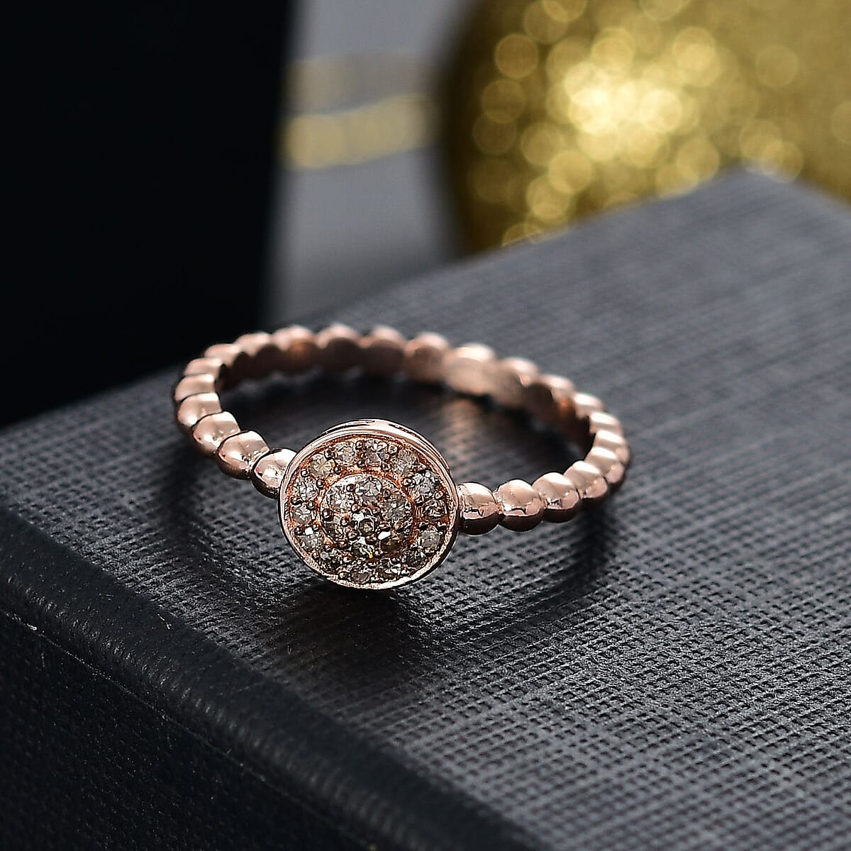 D'Joy Natural Champagne Diamond 0.15 ctw Ring in Vermeil Rose Gold Over Sterling Silver (Size 5.0) image number 1