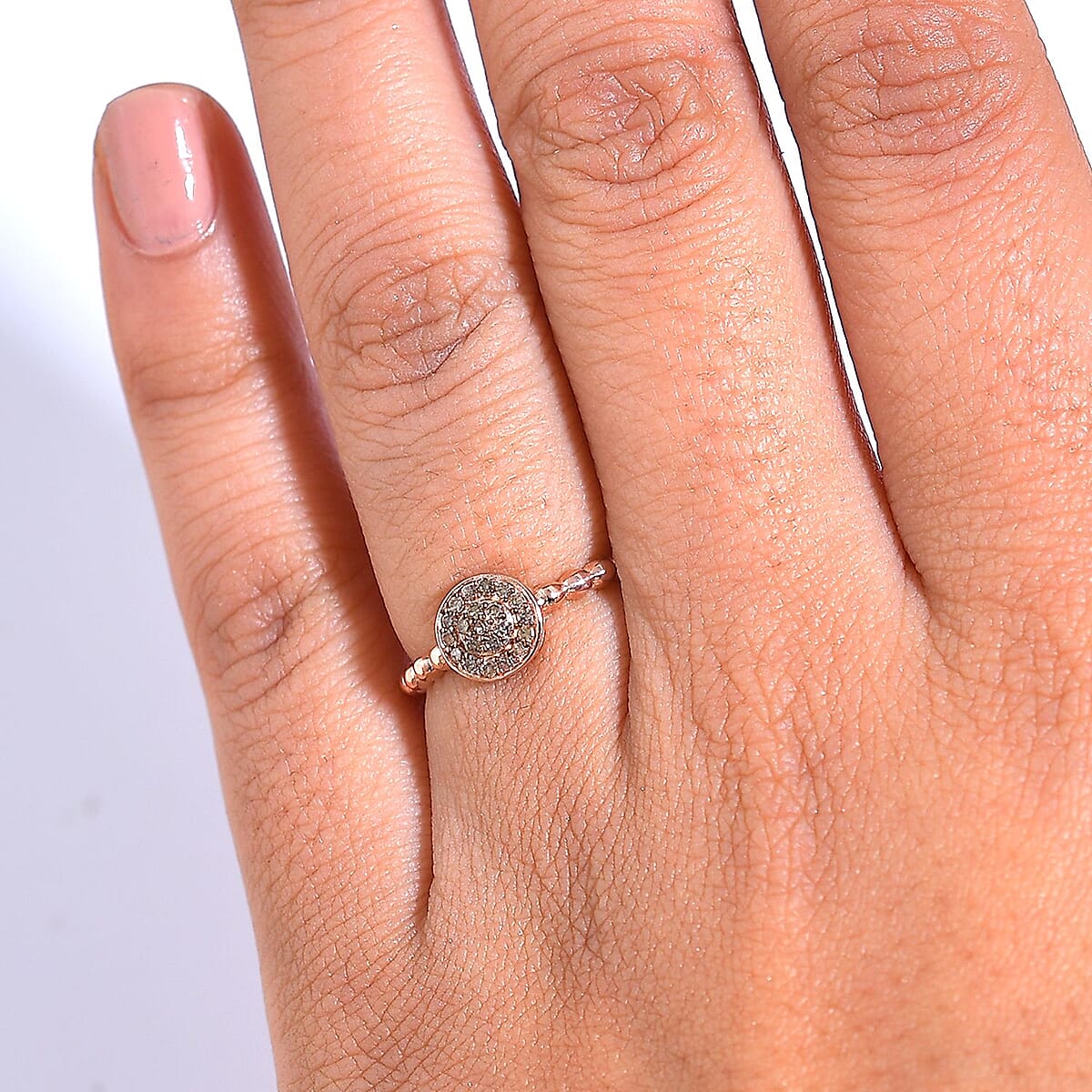 D'Joy Natural Champagne Diamond 0.15 ctw Ring in Vermeil Rose Gold Over Sterling Silver (Size 5.0) image number 2