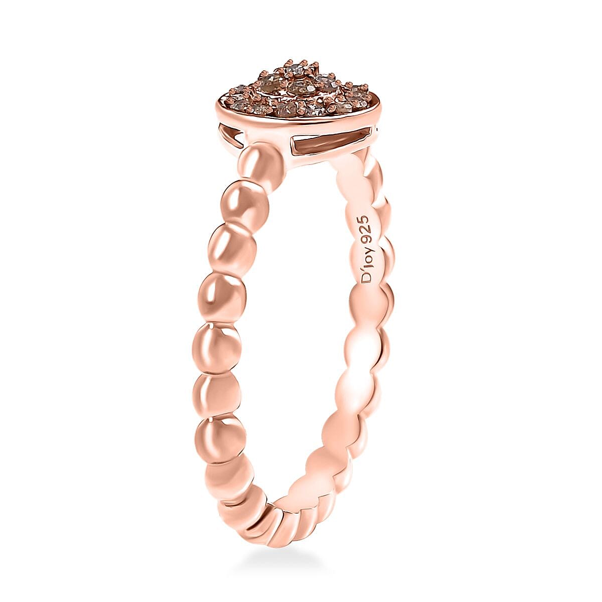 D'Joy Natural Champagne Diamond 0.15 ctw Ring in Vermeil Rose Gold Over Sterling Silver (Size 5.0) image number 3