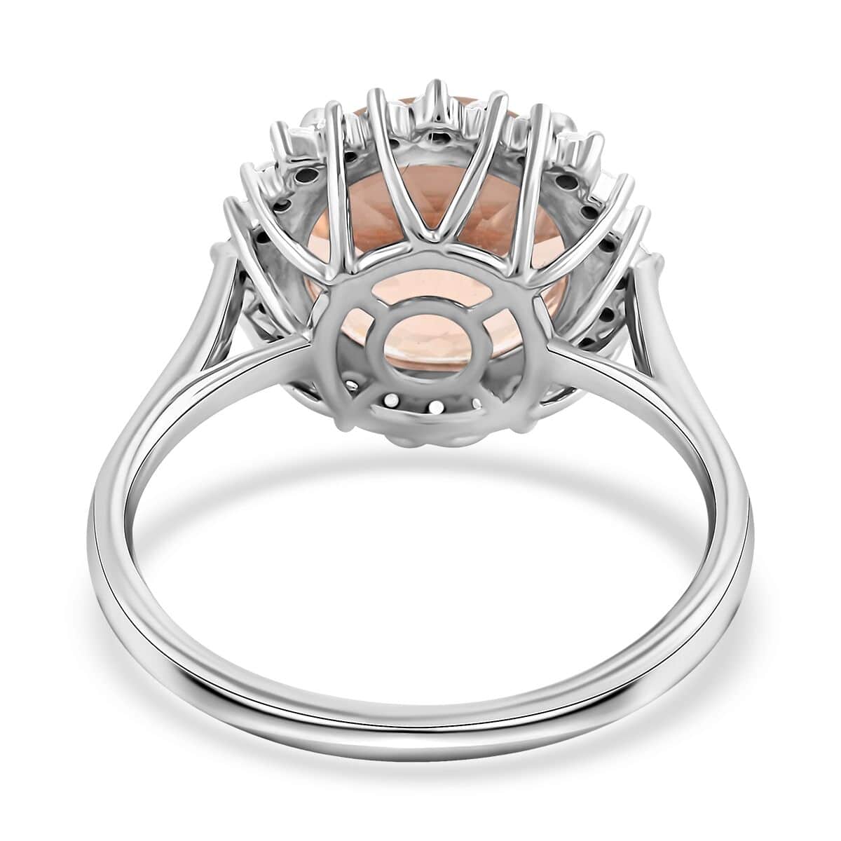 Luxoro 14K White Gold AAA Marropino Morganite and G-H I2 Diamond Halo Ring (Size 10.0) 5.00 ctw image number 4